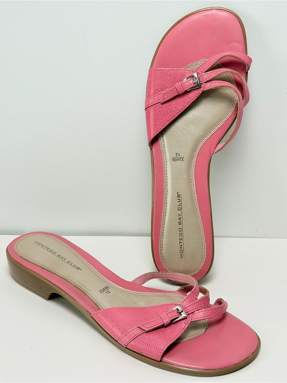 Montego Bay Club Pink Leather Sandals Women’s Size 9 Strappy  Y2K/Vintage Comfy